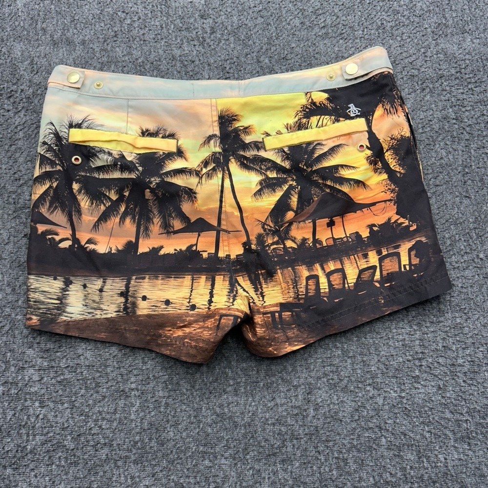 Original Penguin Swim Trunks Mens 34‎ Palm Tree Beach Bathing Suit - Picture 7 of 8